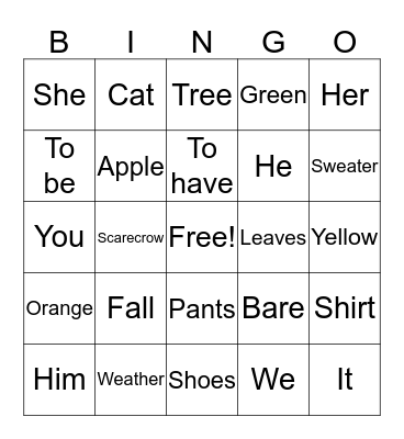 Review Bingo Card