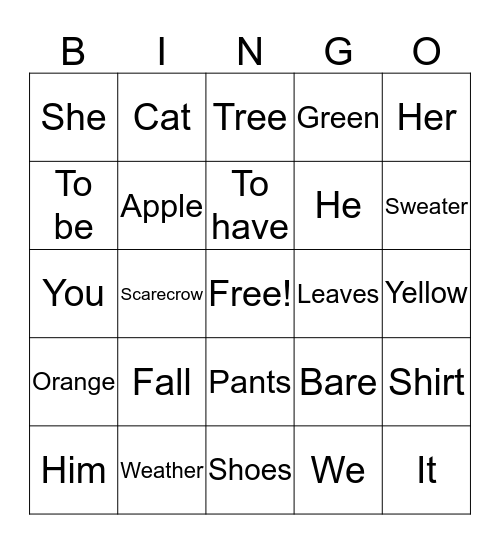 Review Bingo Card