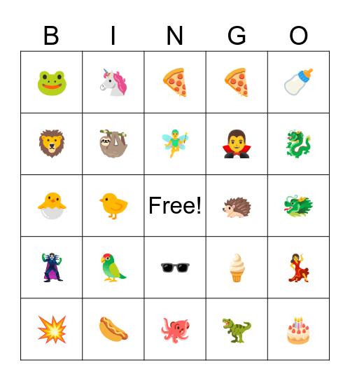 BING-O-MOJI Bingo Card