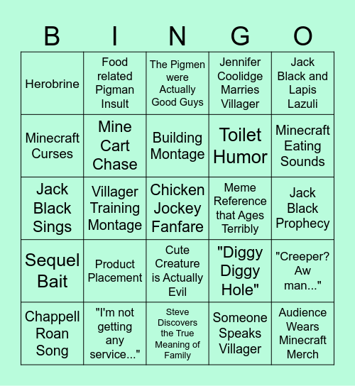 MINECRAFT BINGOO Bingo Card