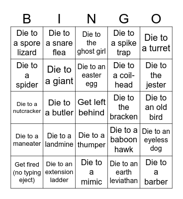 LETHAL LOCKOUT DEATH BINGO Card