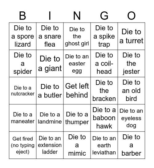 LETHAL LOCKOUT DEATH BINGO Card