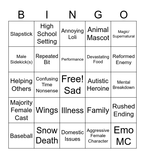 Jun Maede Bingo Card