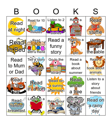 I Love to Read Bingo Card