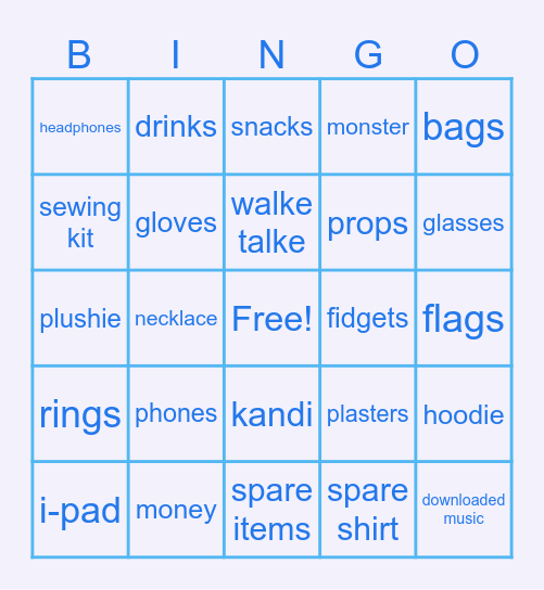 keegan"s needs Bingo Card