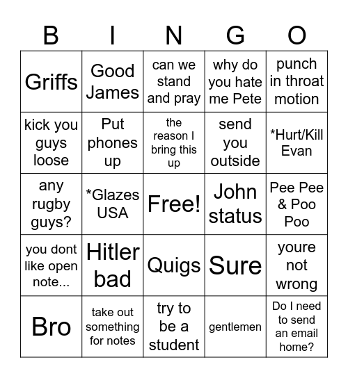 Morris voicelines Bingo Card