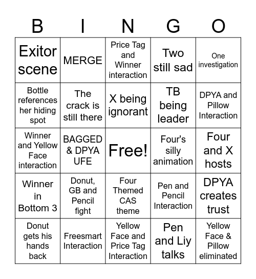 TPOT 17 Prediction Bingo Card