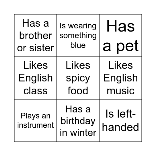 People Bingo Card