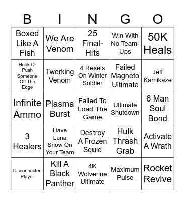 Marvel Rivals Bingo Card