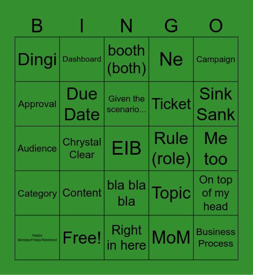 WD Learning V2 Bingo Card