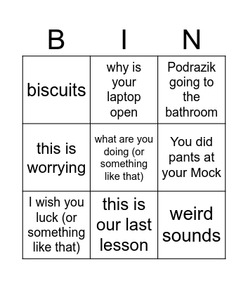 End of Year 13 Pango Season 2 Bingo Card