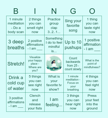 Mindfulness Bingo Card