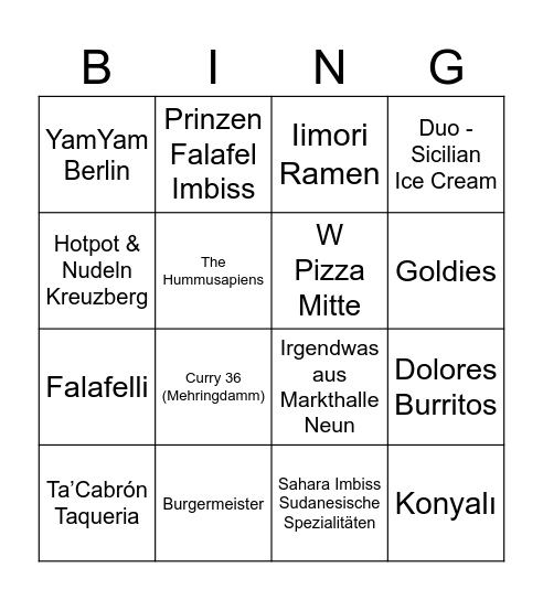 Kulinarische Perlen Berlins Bingo Card