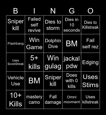 Warzone 2.0 bingo (Credits to: Big Puffer) Bingo Card