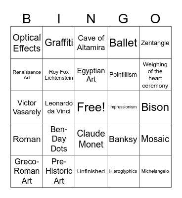 Art Review Bingo Card