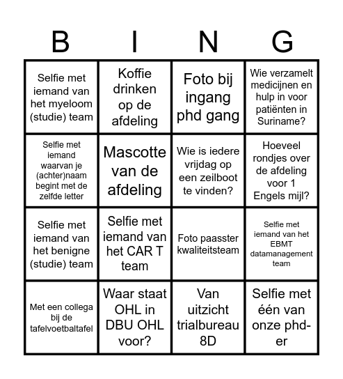 Bingo to Bond Bingo Card