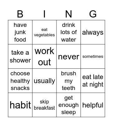 CO 4 Unit 8 Bingo Card