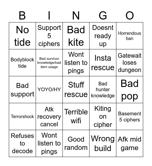 Random bingo Card