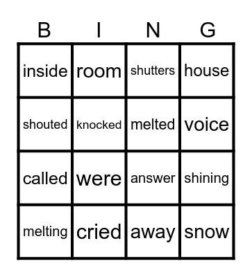 Frog and Toad Spring Bingo Card