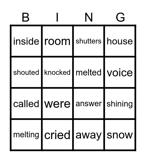 Frog and Toad Spring Bingo Card