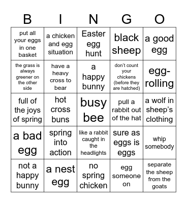 Easter And Spring Idioms and Traditions Bingo Card