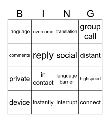 Digital Communication Bingo Card