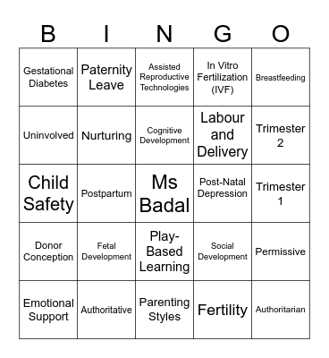 Year 9 CHS Bingo Card