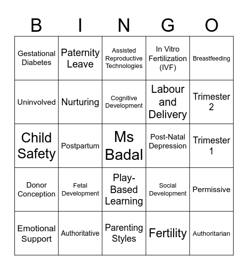 Year 9 CHS Bingo Card