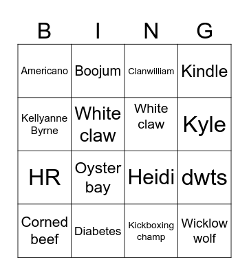 Asho Bingo Card