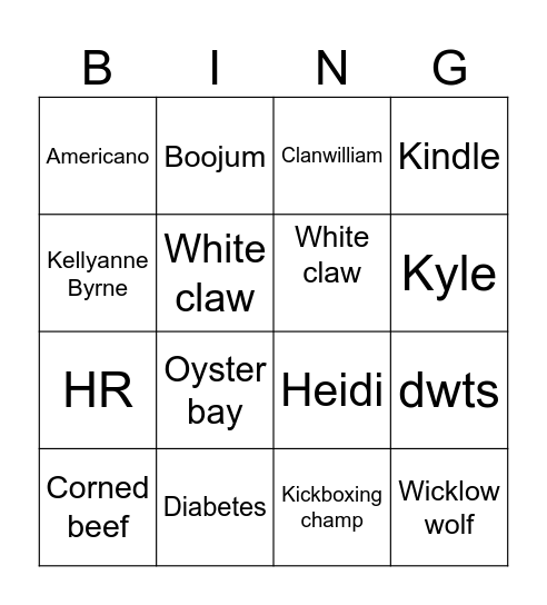Asho Bingo Card