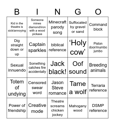 Minecraft Bingo Card