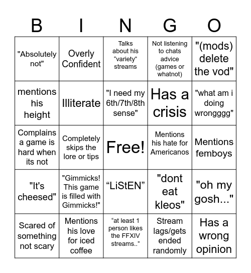 Libo Bingo Card