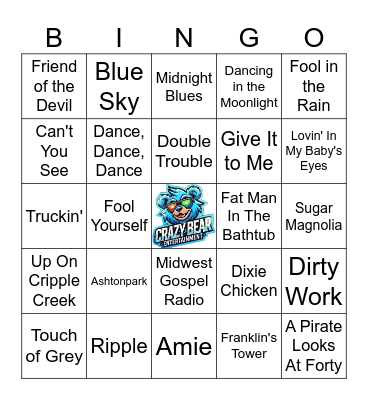 Grateful Dead and Friends Bingo Card