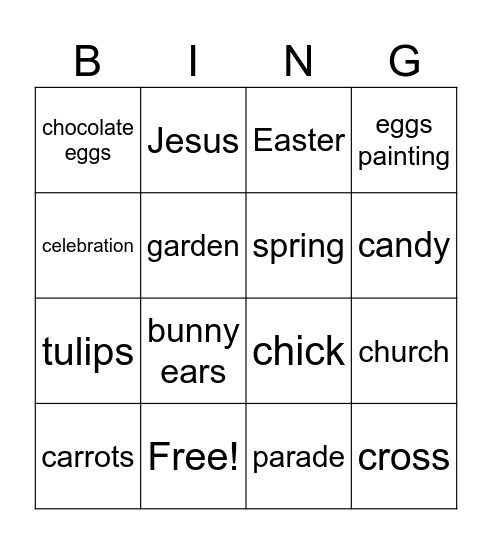 Easter Bingo Card