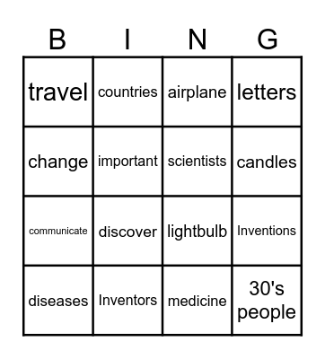 Inventions Bingo Card