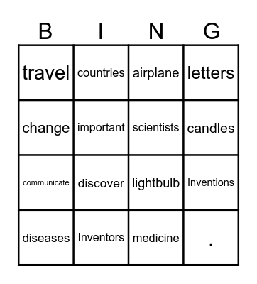 Inventions Bingo Card