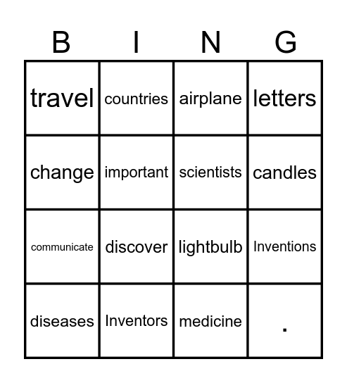 Inventions Bingo Card
