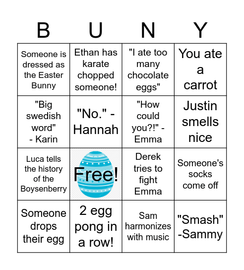 Easter Event Bingo Card