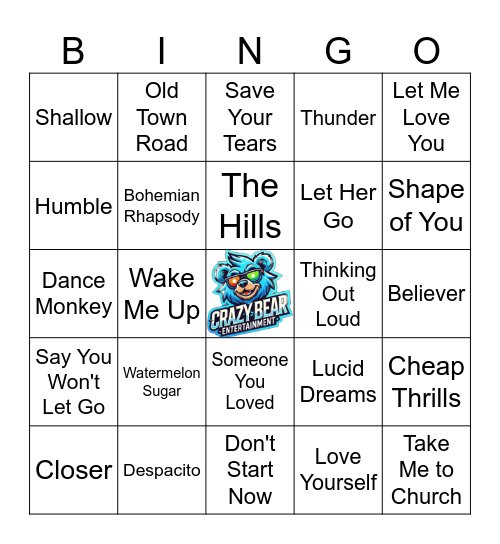 Top Streams on Spotify Bingo Card
