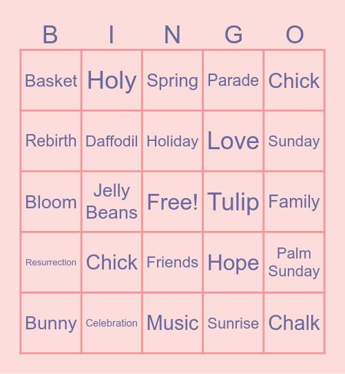 Easter Bingo Card