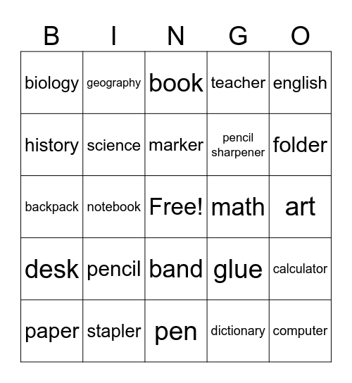 utiles escolares (schwager) Bingo Card