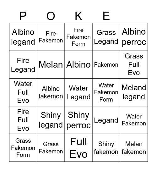 Pokefarm q  bingo Card
