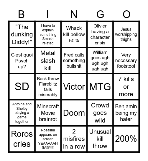 OGRE Bingo 8/4/25 Bingo Card