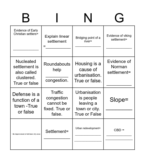 Keyword Bingo Card