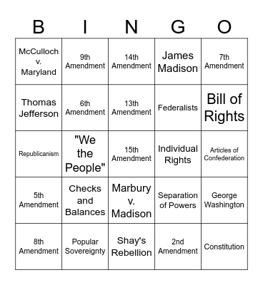 Government Bingo Card