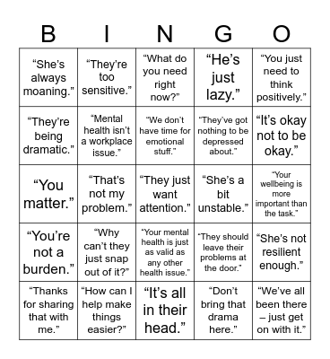 Words Matter Bingo Card