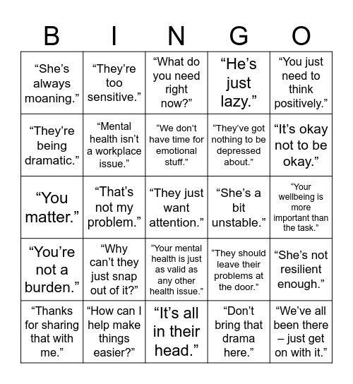 Words Matter Bingo Card