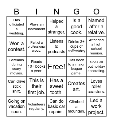 VVF BINGO Card