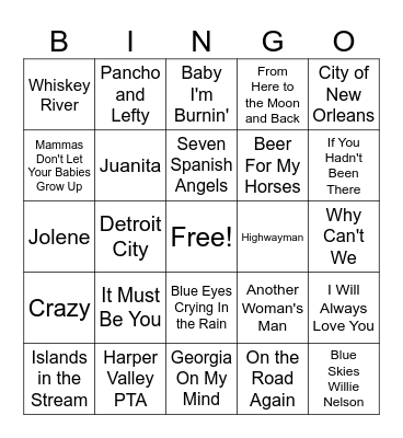 Dolly and Willie Bingo Card