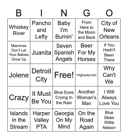 Dolly and Willie Bingo Card